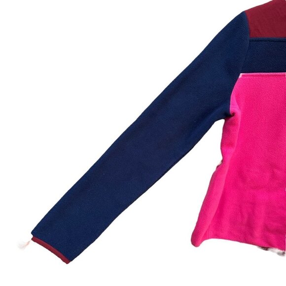 Vineyard Vines Fleece 1/4 Snap Pullover‎ Colorblock Pink Blue Long Sleeve Womens - Picture 5 of 9